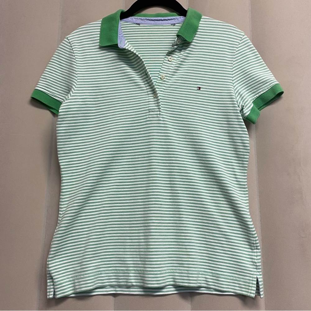 Tommy Hilfiger Women’s Polo Shirt Pique Striped Y2K Preppy